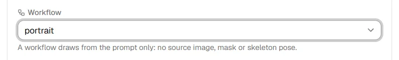 A workflow from the folder chosen on a ComfyUI backend, with the note under it